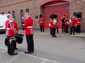 Irish Guards Band relaxing before inspection